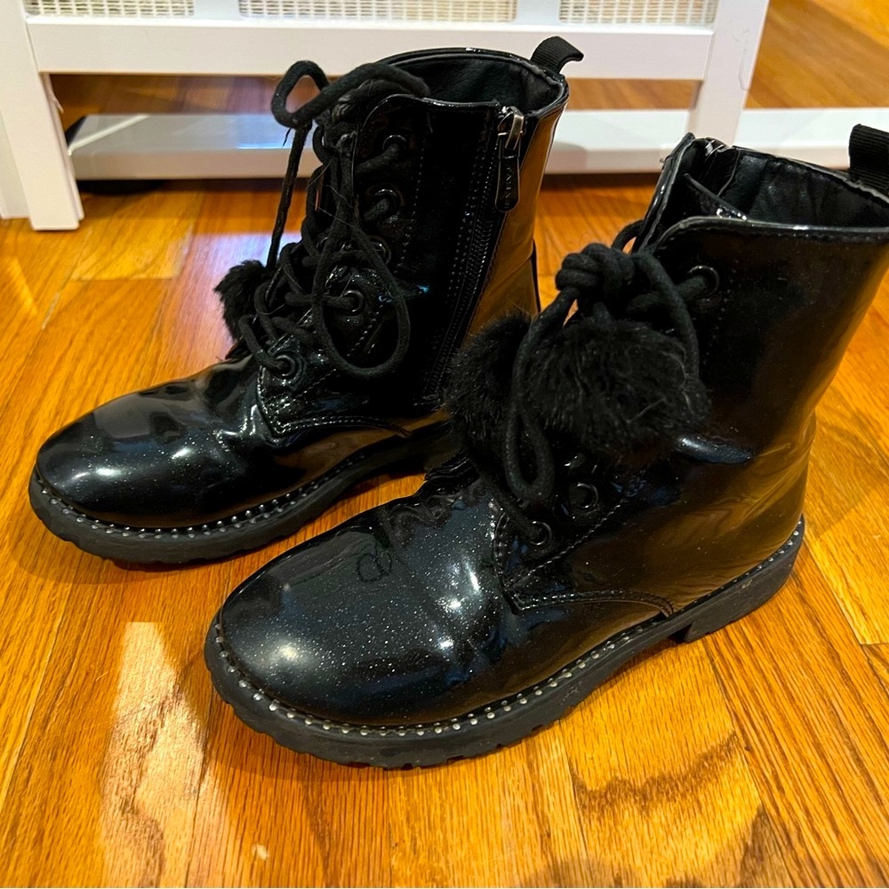 Tahari girls black with sparkles booties.